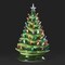 Roman 13.5" Green LED Lighted Ceramic Vintage Tree Christmas Tabletop Decoration